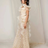 Ivory Floral Ruffle Bridal Gown