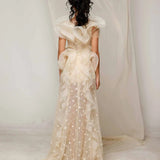 Ivory Floral Ruffle Bridal Gown