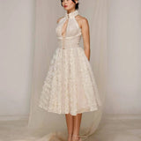 Ivory Halter Ruffle Midi Dress