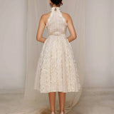 Ivory Halter Ruffle Midi Dress