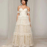 Ivory Off-Shoulder Tiered Maxi Dress