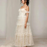 Ivory Off-Shoulder Tiered Maxi Dress
