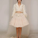 Ivory Petal Cropped Two-Piece Ensemble