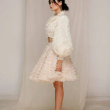 Ivory Petal Cropped Two-Piece Ensemble