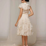 Ivory Ruffle Cascade Midi Dress