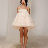 Ivory Strapless Ruffle Mini Dress