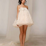 Ivory Strapless Ruffle Mini Dress